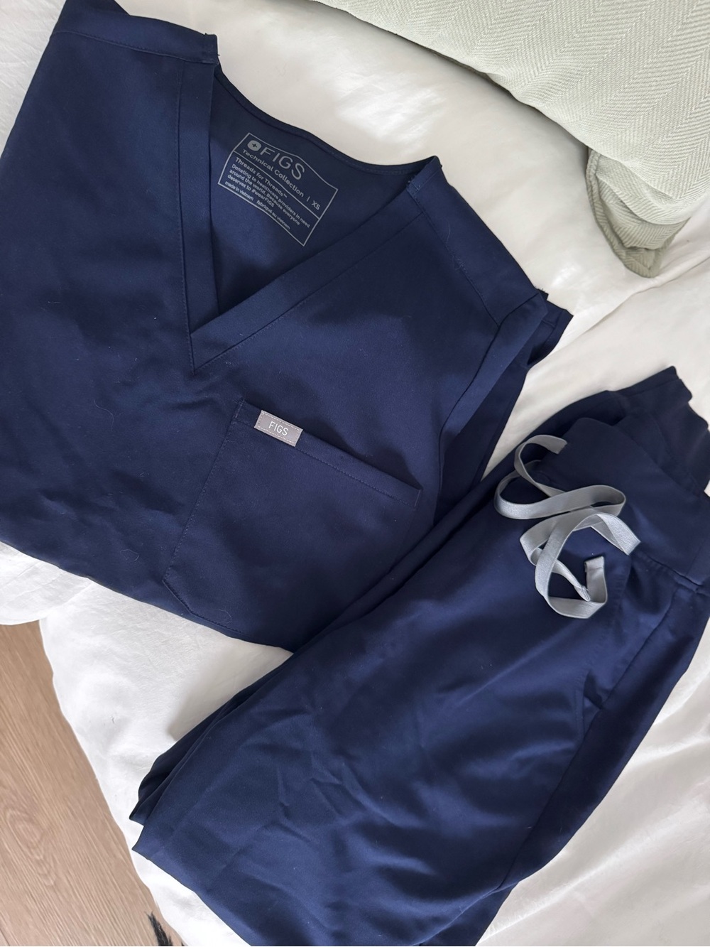 Figs Navy Medical Scrub Set with Drawstring